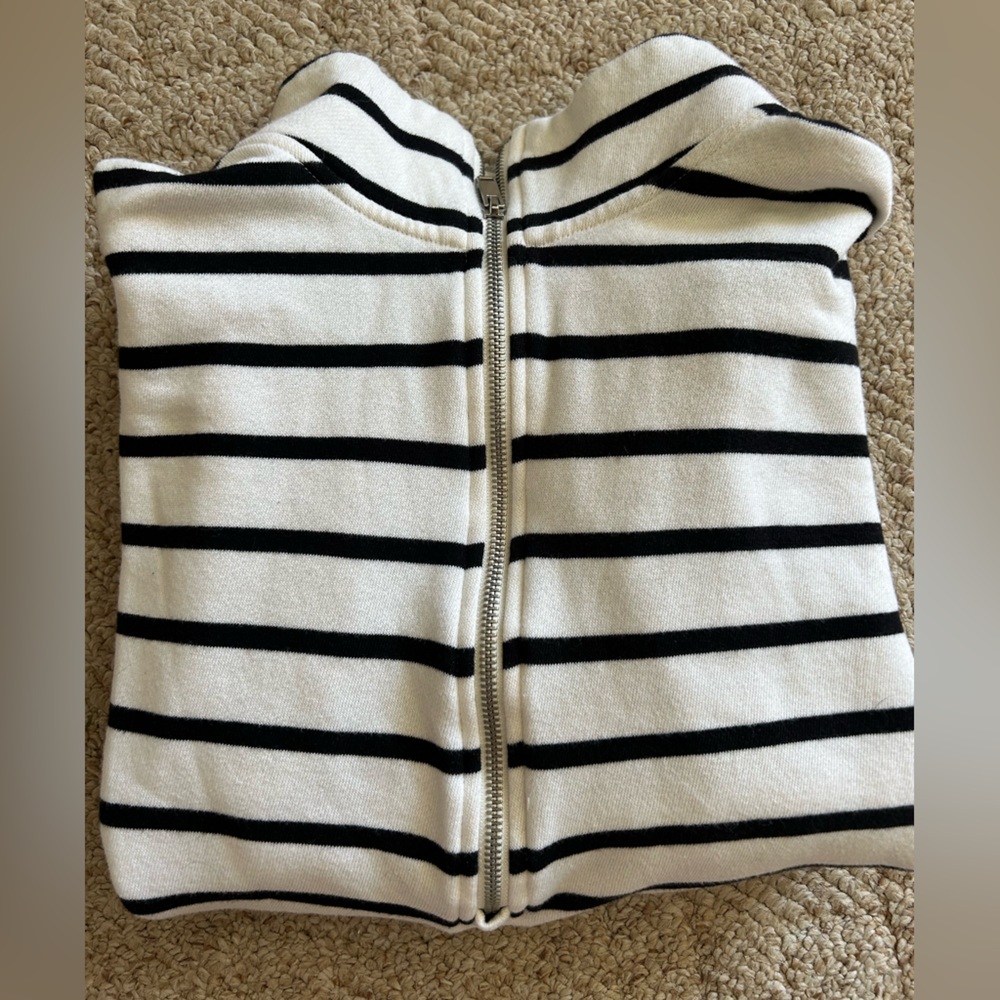 Old Navy Black and White Striped 3/4 zip Womens sz L